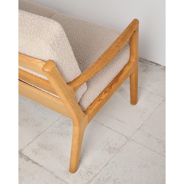 Mid-Century Danish Three-Seater Sofa in Oak with Bouclé Cover by Ole Wanscher for France & Son, 1950s For Sale - Image 17 of 18