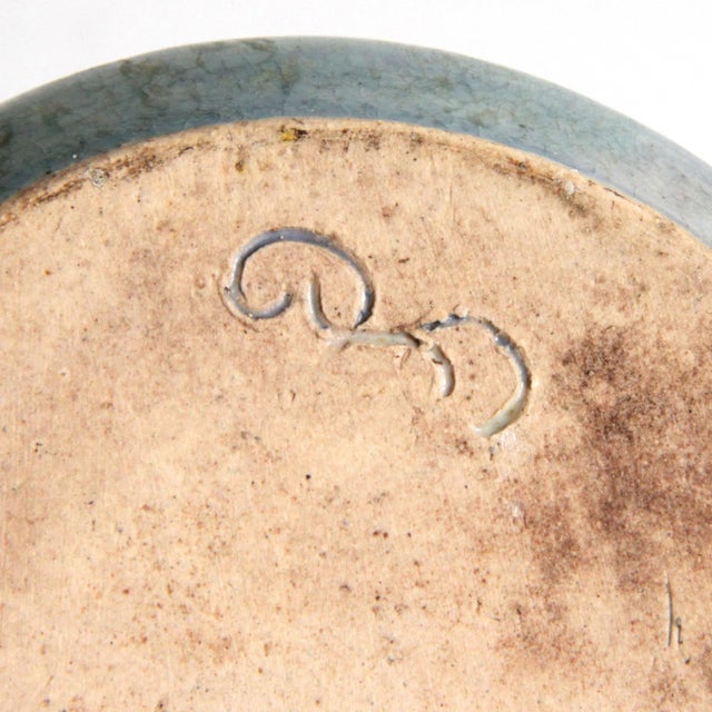 Vintage Mid Century Modern Studio Art Pottery Blue Vase For Sale - Image 10 of 11