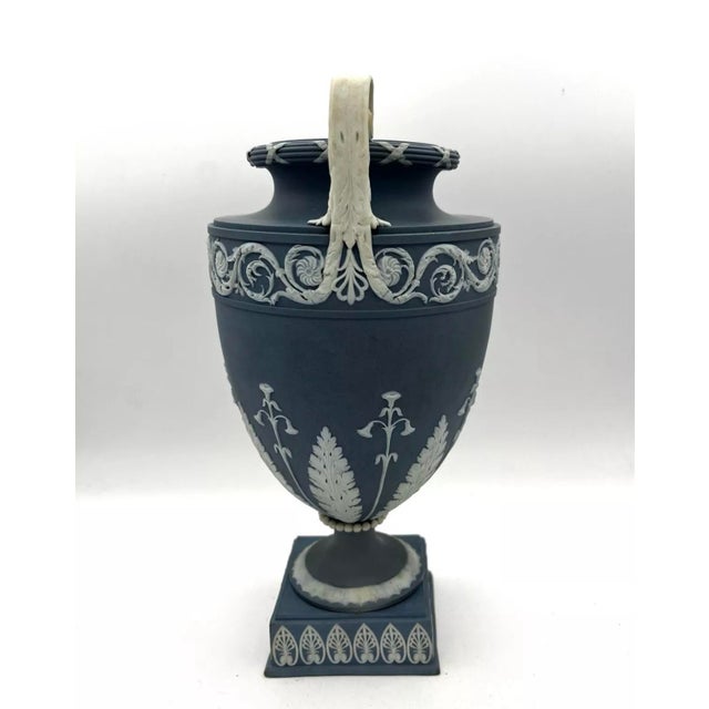 Wedgwood Rare Late 18th Century Antique Wedgwood Urn in Pale Blue and on a Pedestal Base For Sale - Image 4 of 13