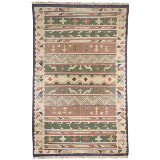 Vintage Indian Stone Wash Dhurrie Rug - 05'05 X 08'07 For Sale - Image 9 of 9