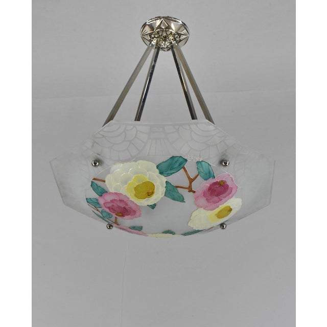 1930s French Art Deco Pendant Light by Loys Lucha - 1930 Chandelier France For Sale - Image 5 of 16