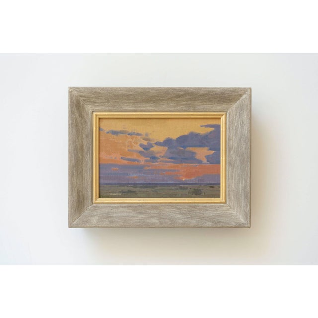Sunset West by Michael Magrin | Oil on linen depicting a colorful sunset over a landscape. For Sale