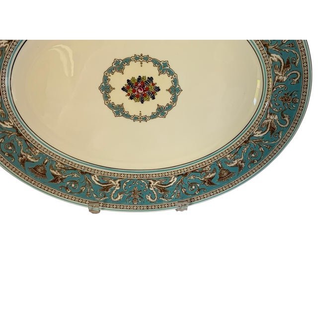 Vintage Wedgwood Florentine Turquoise 15.5” Oval Serving Platter W2714 Fruit Center Made in England 1970s-1980s. Approx. 1...