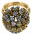 10k Yellow Gold Blue Topaz Cluster Ball Cocktail Ring Vintage For Sale