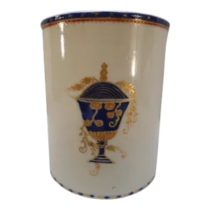 Large Antique Early 19th Century Chinese Export Porcelain American Federal Market Tankard Mug With Urn Armorial 1810