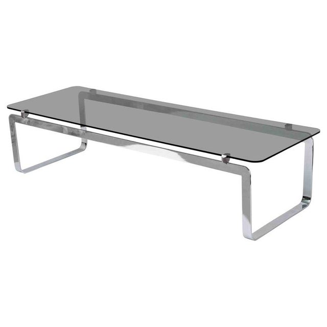 Low P42 Table in Glass and Steel by Bernard Govin for Saporiti, 1960s For Sale - Image 9 of 9