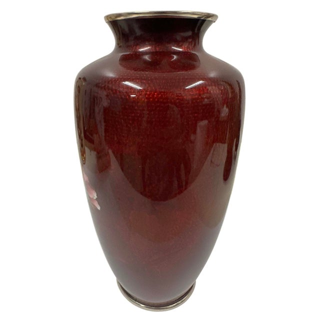 Metal Mid-20th Century Vintage Japanese Cloisonné Enamel Vase For Sale - Image 7 of 11
