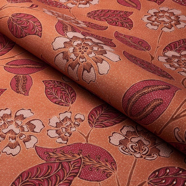 Schumacher Sample - Schumacher Kava Cay Indoor/Outdoor Fabric in Mango For Sale - Image 4 of 5