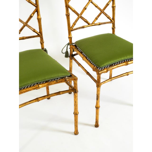 Metal Regency Metal Chairs in Faux Bamboo with Golden Surface, 1970s, Set of 2 For Sale - Image 7 of 18