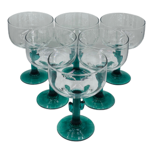 Cozumel Green Libby Glass Co. Cactus Margarita Glasses- Set of 6