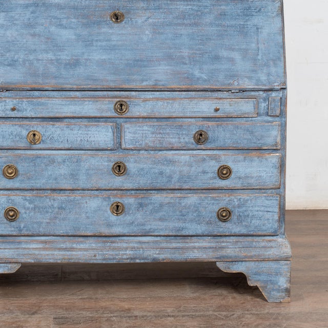 Mid 19th Century Swedish Blue Painted Pine Secretary For Sale - Image 11 of 14