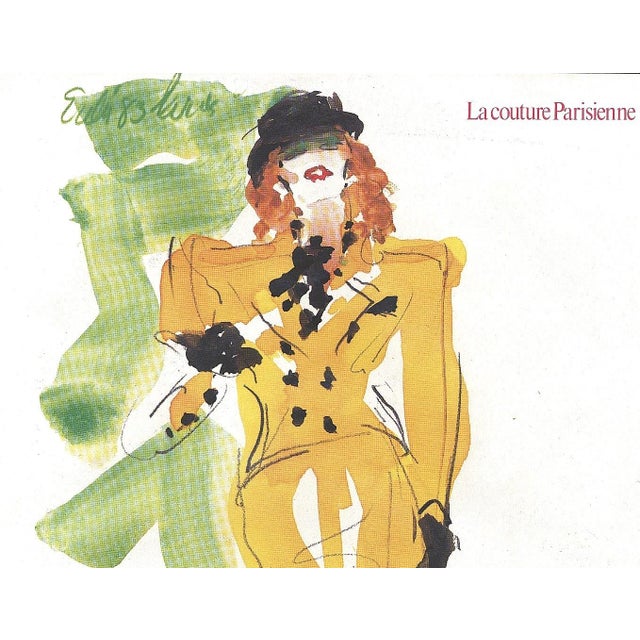 This is a 1983 fashion print for an YSL couture design. It originally appeared in a vintage French fashion magazine from...