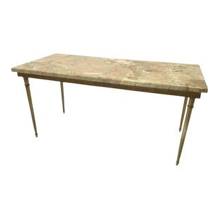 1940s French Bronze & Marble Top Coffee Table For Sale