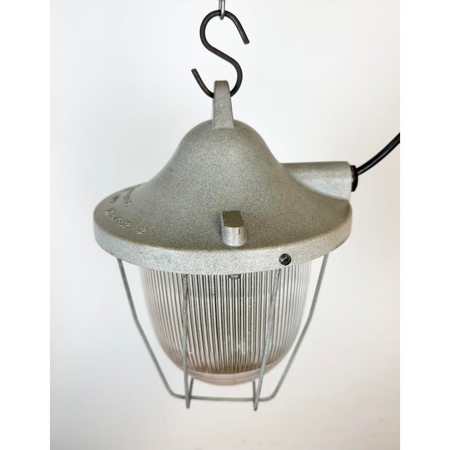 Metal Light Industrial Grey Bunker Light from Polam Gdansk, 1970s For Sale - Image 7 of 14