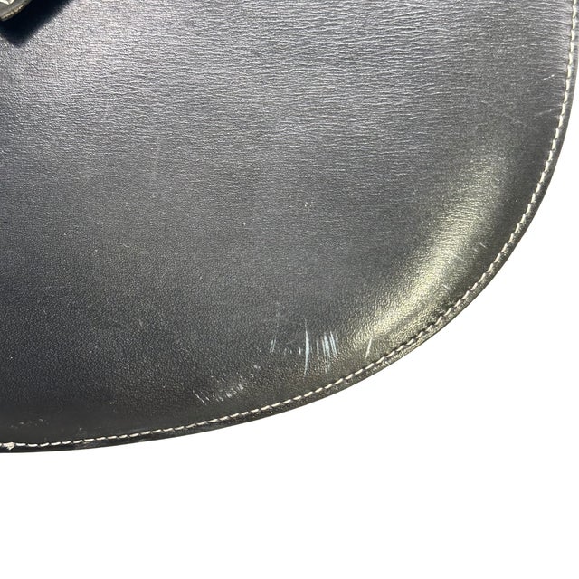 Vintage Pourchet Paris Black Leather & Green Lizard-Embossed Shoulder Bag, Made in France For Sale - Image 6 of 8