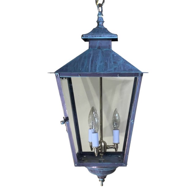 Classic Solid Copper & Brass Hanging Pendant / Lantern Light For Sale