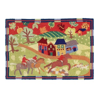 Late 18th Century American Antique Hooked Rug For Sale