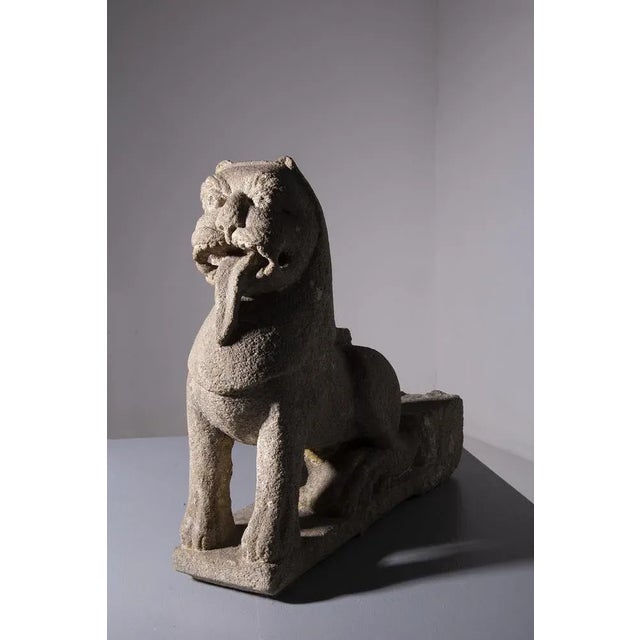 Wei Dynasty Chinese Lion Sculpture in Stone, 1800s For Sale - Image 13 of 13