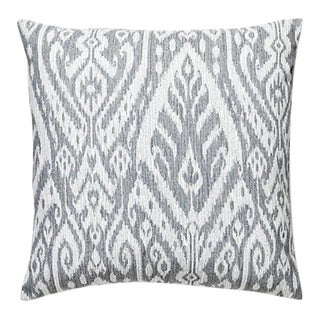 The House of Scalamandré Borneo Ikat Outdoor Pillow, Smoke For Sale