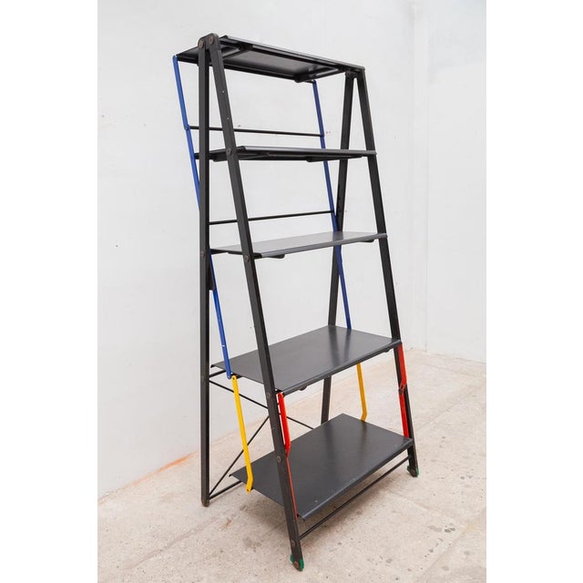 1980s Metal Folding Bookcase For Sale - Image 5 of 13