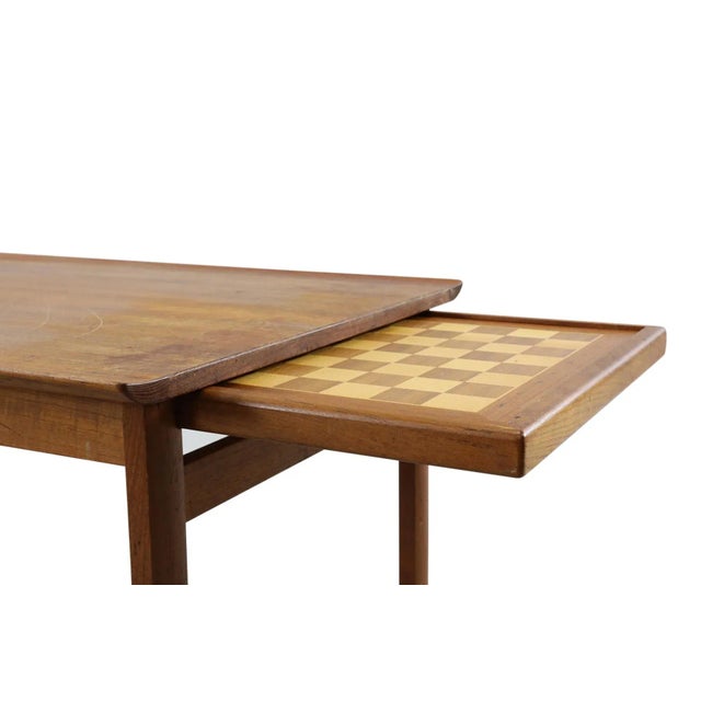1960s Teak Coffee Table With Pull Out Chess Board by Tove + Edvard Kindt Larsen For Sale In San Francisco - Image 6 of 11