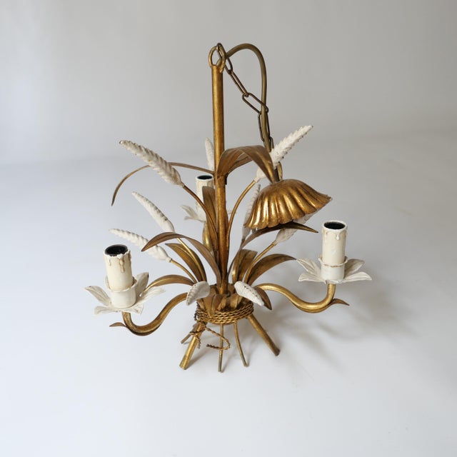 Vintage Metal Chandelier Lamp with Ears of Wheat attributed to Kogl Hans, 1970s, in Very Good conditions. Designed 1970 to...
