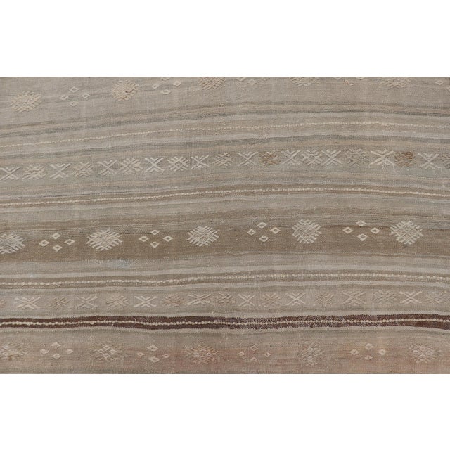 Vintage Turkish Kilim Rug With Soft Beige and Pastel Accents 6'0 X 11'0 For Sale - Image 4 of 10