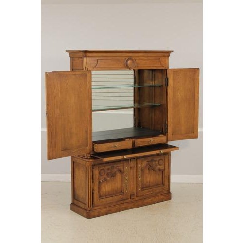 Baker Furniture Company Baker Oak French Country Armoire Bar Cabinet For Sale - Image 4 of 11