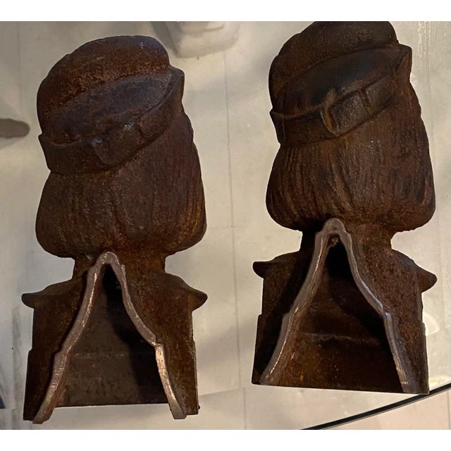 Figurative 1900-1909 French Antique Chenets of Male Figure- a Pair For Sale - Image 3 of 4