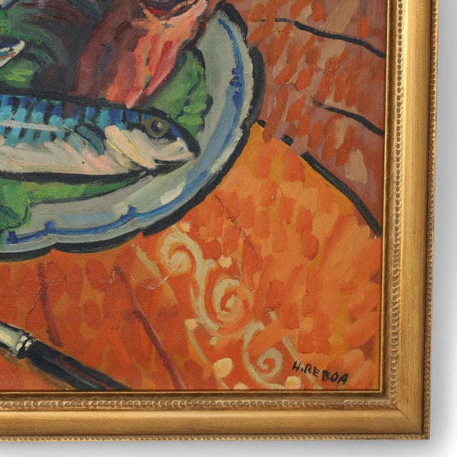 Textile Vintage Still Life Painting by Henri Reboa For Sale - Image 7 of 9