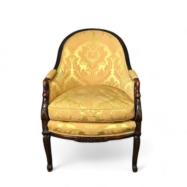 Victorian Carved Goose Neck Armchair For Sale - Image 6 of 6
