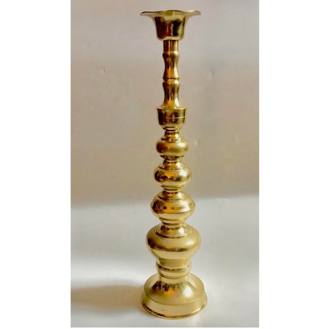 Mid 20th Century Mid-Century Japanese Buddhist Brass Temple Altar Candlestick Shokudai, 22" For Sale - Image 5 of 6