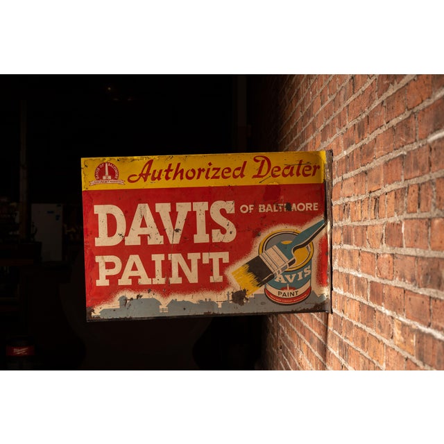Mid 20th Century Vintage Davis Paint Double-Sided Flange Sign For Sale - Image 5 of 8