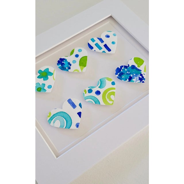 New whimsical watercolor 3D collage artwork collection! These hearts are cut from my original paintings on Strathmore cold...