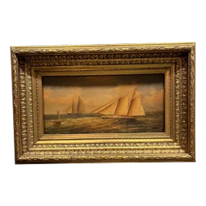 19th Century Original Oil Nautical Maritime Seascape Sail Boat