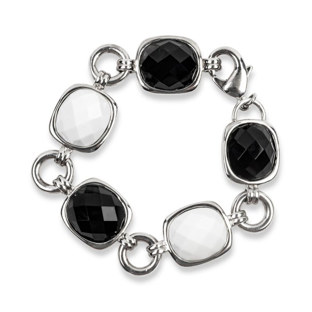 Miriam Salat Chess Sterling Silver and Resin Link Bracelet with large lobster For Sale - Image 14 of 18