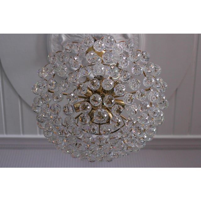 Seven Light Crystal Glass and Gilt Brass Chandelier, Germany, 1970s For Sale - Image 13 of 18