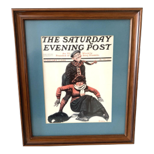 Norman Rockwell Saturday Evening Post Cover Print –Ice Skating February 7, 1920 Reproduction