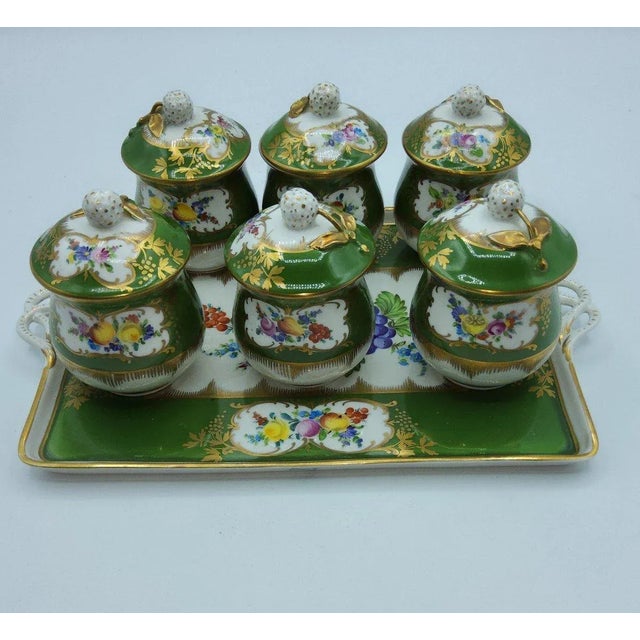 19th Century Porcelain Chocolate Cup Set with Tray, Set of 7 For Sale - Image 13 of 13