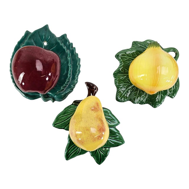 Pear Onion Apple Wall Pocket Set of 3 For Sale