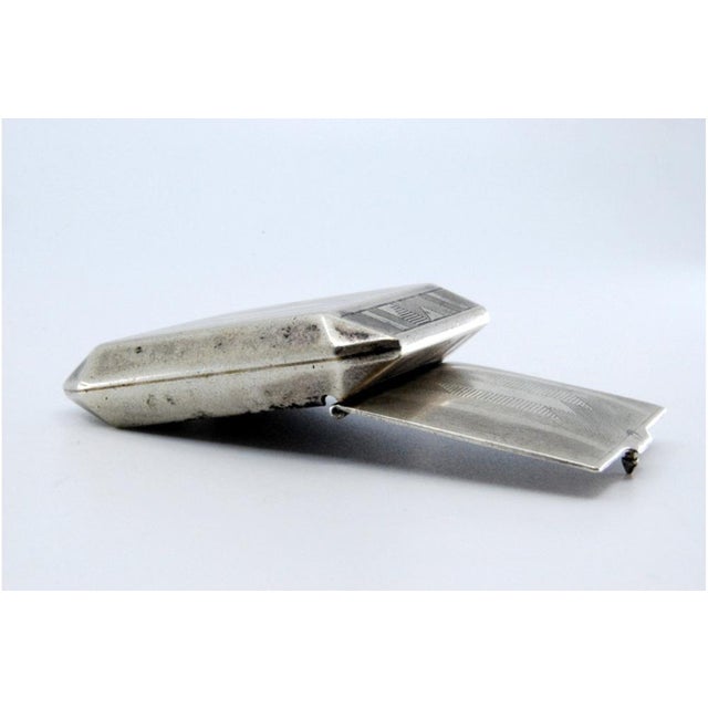Silver Pill Box with Hinged Lid For Sale - Image 4 of 10
