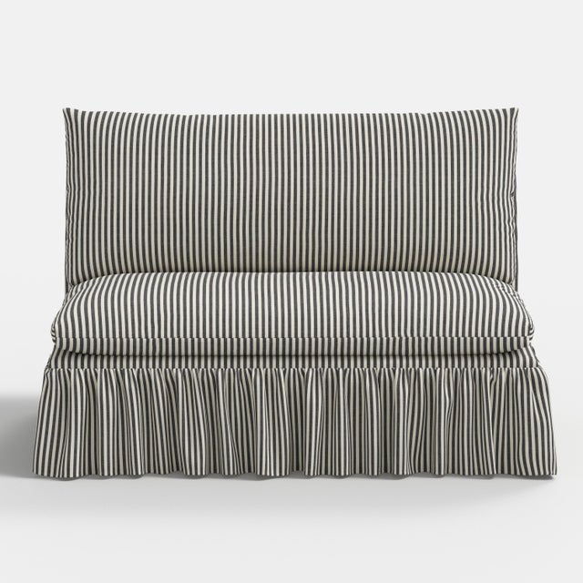 Cloth & Company Stoffer Home x Cloth & Company Thelma 47" Ruffle Settee in Jane Stripe Carbon For Sale - Image 4 of 6