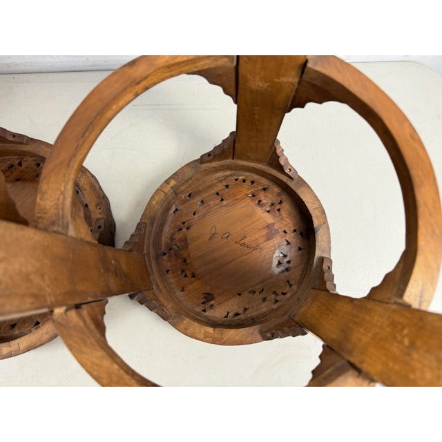 Mid 20th Century Mid 20th Century Hand Carved Wood Nesting Rounds With Floral Design. Set of 3 For Sale - Image 5 of 12