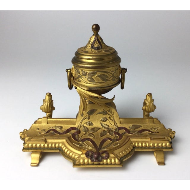 19th Century Gilt Bronze French Inkwell For Sale - Image 10 of 10