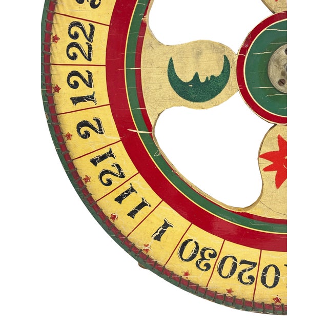 Wood Antique Game Wheel With Moons and Stars For Sale - Image 7 of 8