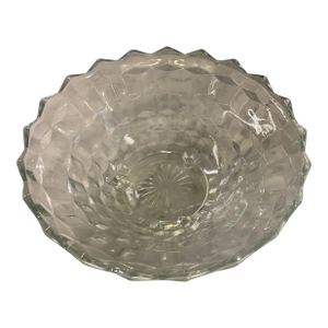 1930s Fostoria Cubist American 3 Footed Bowl 10 1/4 “. Crystal