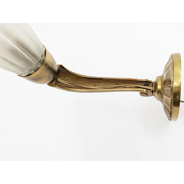 Italian Art Deco Brass Sconces with Murano Glass Shade, 1930s, Set of 2 For Sale - Image 11 of 18