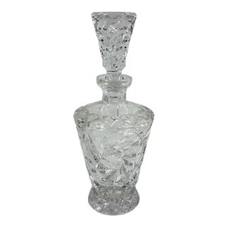 Vintage Hand-Cut Crystal Pinwheel & Starburst Decanter With Stopper For Sale