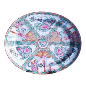 19th Century Rose Medallion Oval Porcelain Platter