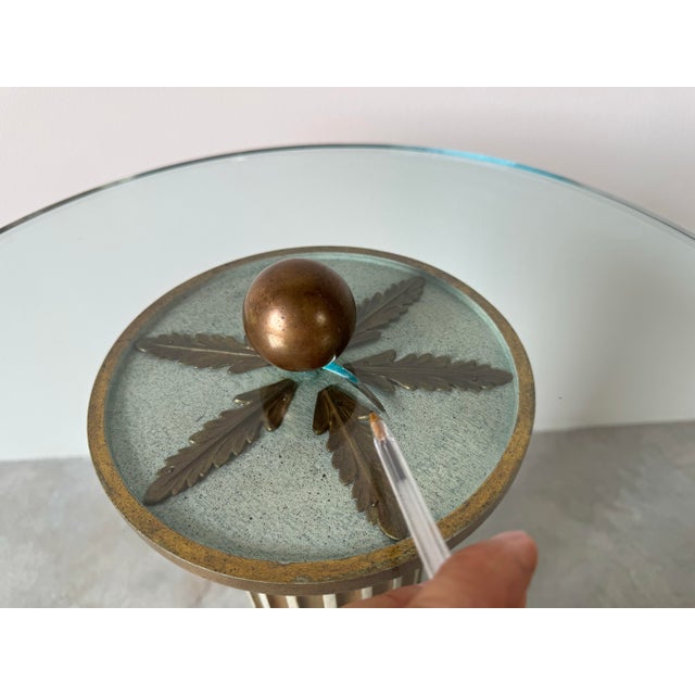 Hollywood Regency Carved Wood Column & Brass Ball Feet Side Table/ Sold For Sale - Image 10 of 12